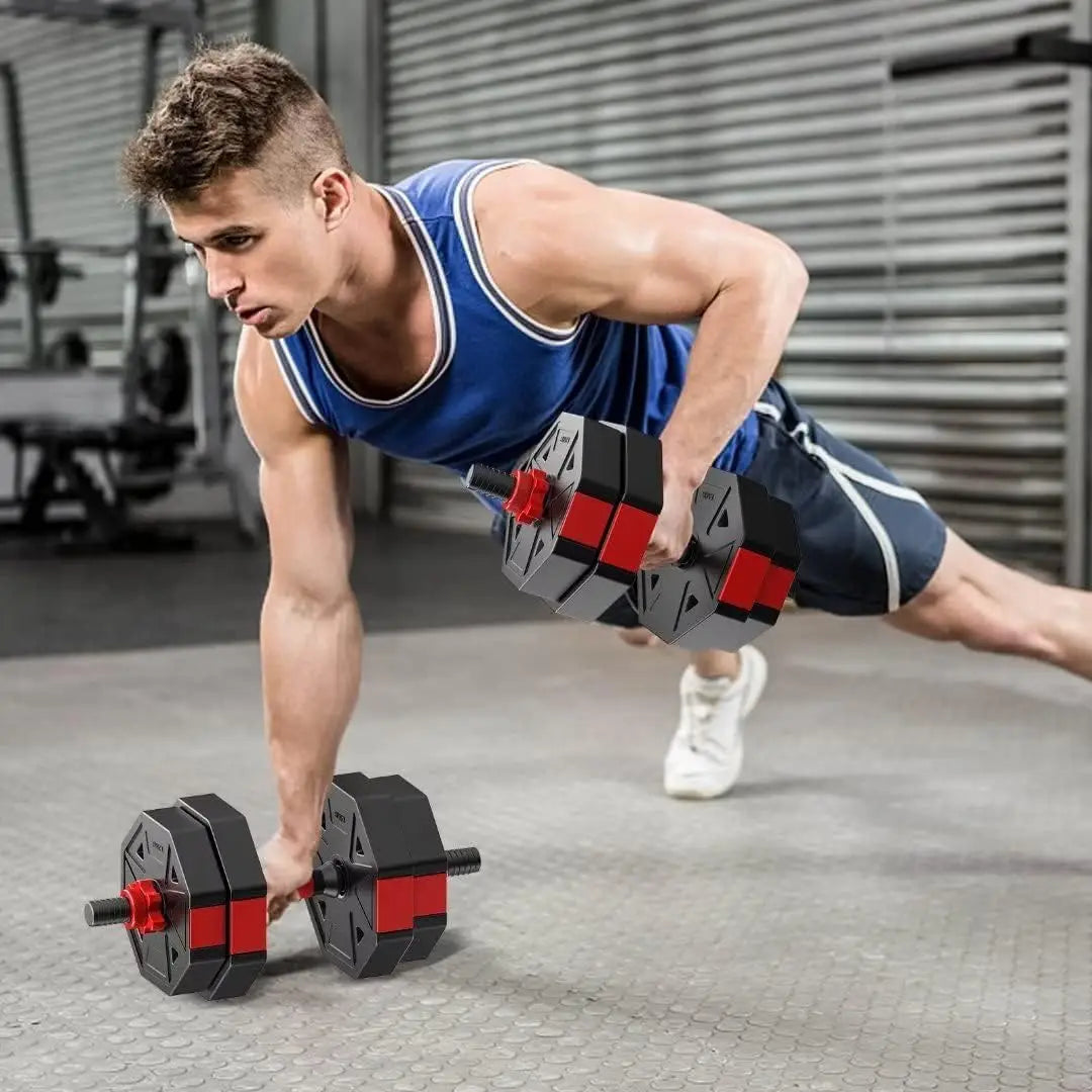 Adjustable Dumbbell To Barbell Fitness Set 44lb 3 In 1 Home Gym