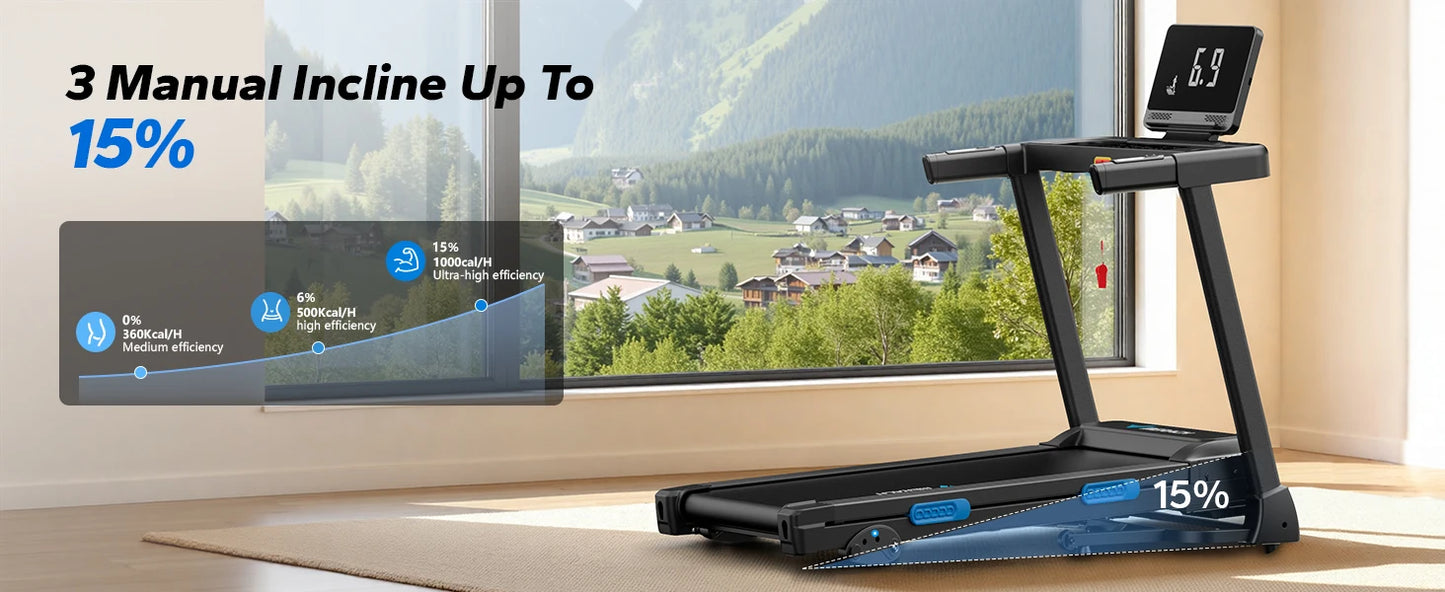 MERACH Foldable Treadmill T12 Incline With Heart Rate Monitoring