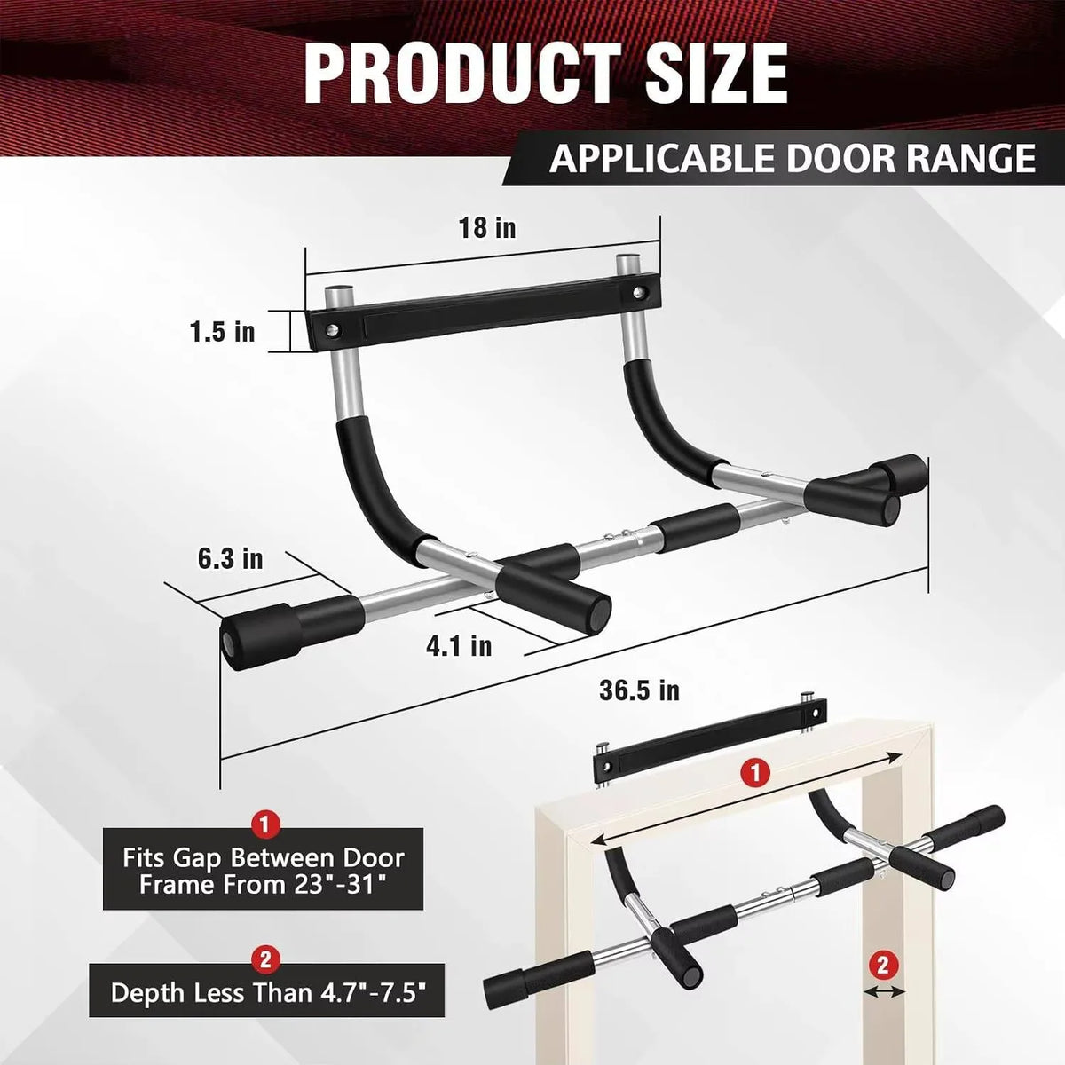 DIAMRI Adjustable Doorway Pull Up Bar For Home Strength Training
