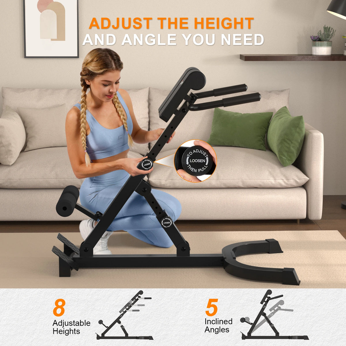 Foldable Roman Chair Back Extension Machine for Core Glute Workouts
