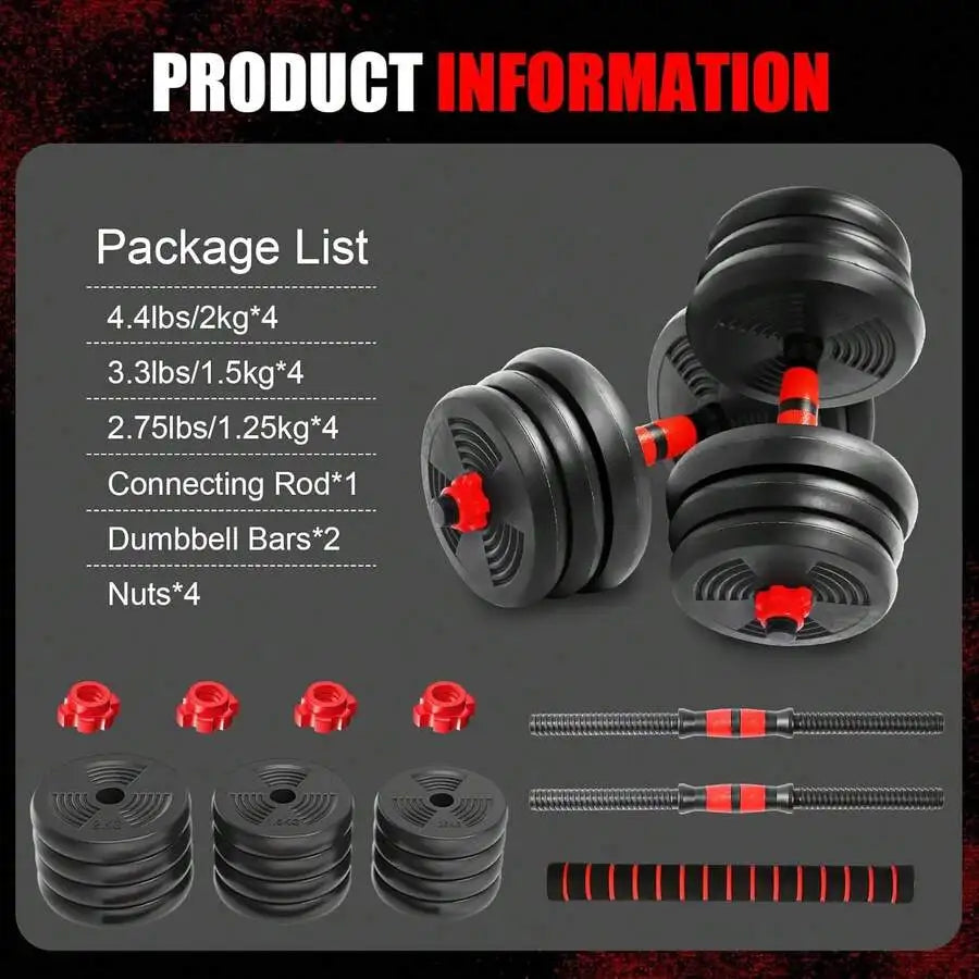 3 In 1 Adjustable Dumbbell Set 44 Lbs Barbell Stand