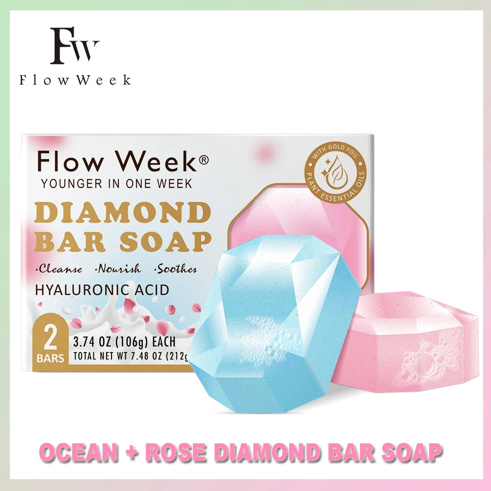 FlowWeek Hyaluronic Acid Diamond Essential Oil Soap Gold Foil