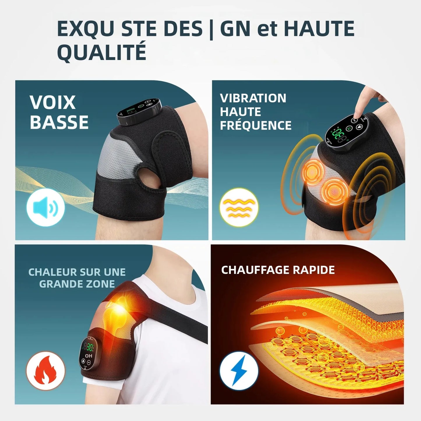 Advanced Therapeutic Knee Elbow Shoulder Massage Wrap Cordless SixLevelHeatingTechnology