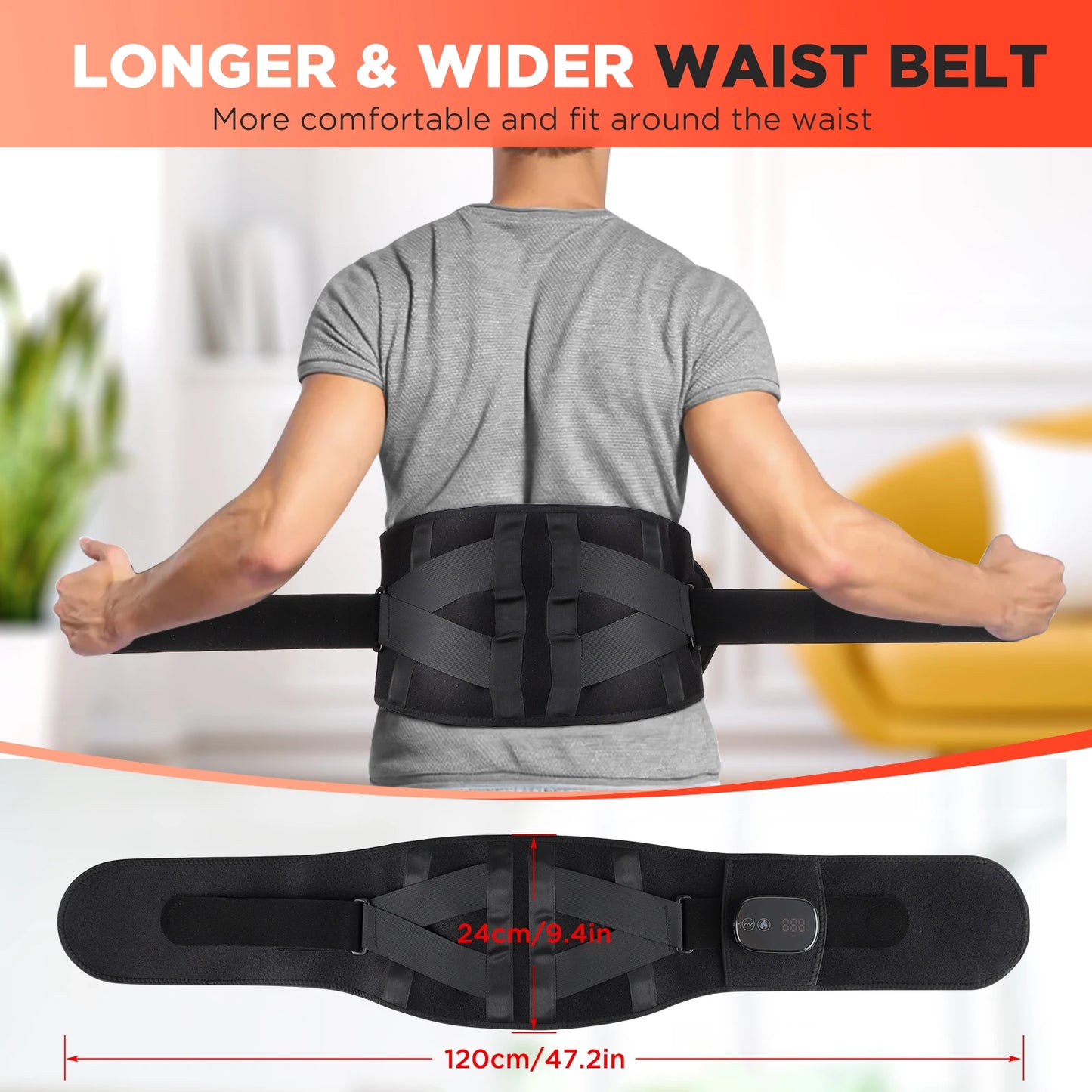 PASTSKY Electric Heating Waist Massager With Vibration Hot Compress Belt