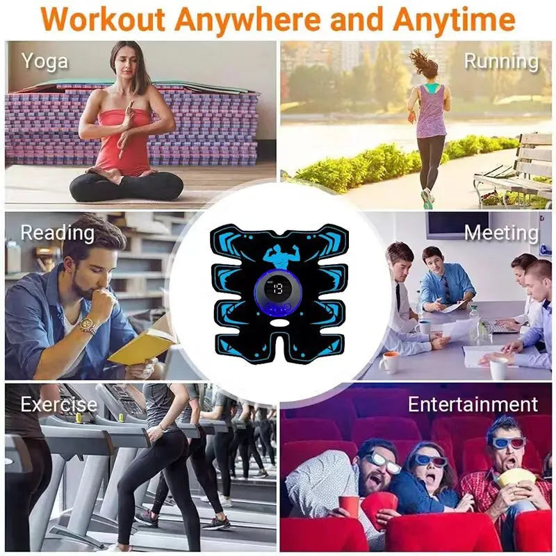 USB Rechargeable EMS Muscle Stimulator Arm Abdominal Trainer 3 In 1 Wireless