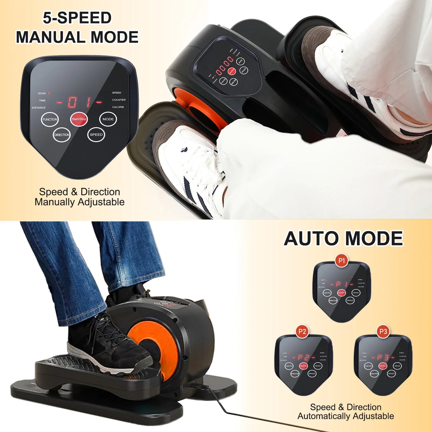 Gamewiu Elliptical Underdesk SeatedPedal Leg Exerciser with Twelve Adjustable Levels