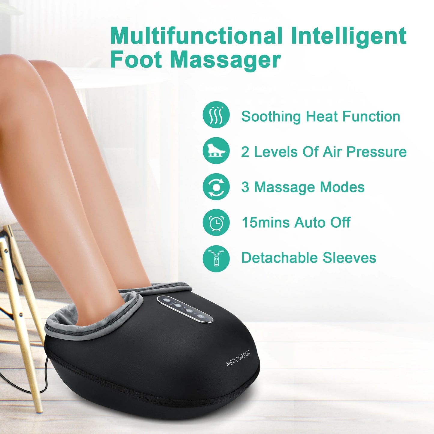 Medcursor Shiatsu Foot MassagerUnit With Thermal Heat Roller Comprehensive Relief