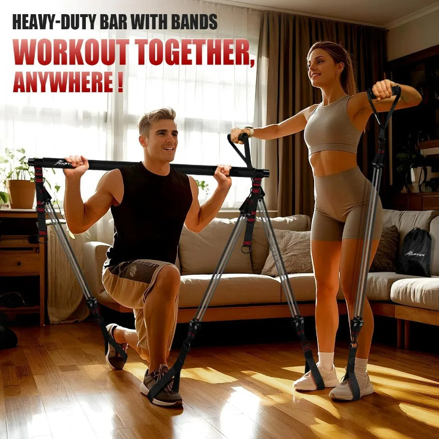 Pilates Bar Kit With Resistance Bands For Full Body Strength