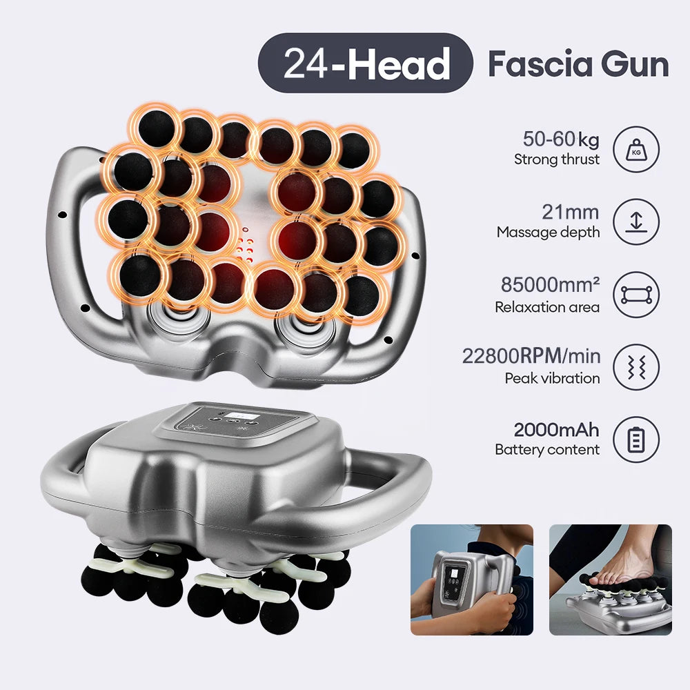 Iebilif 24 Head Fascia Gun 9 Modes High Frequency Massage