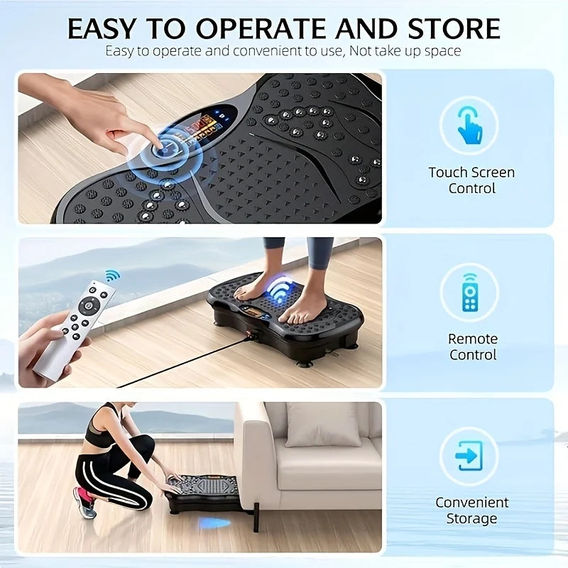 BZEQ Compact Vibration Platform Exercise Machine With Resistance Bands USB