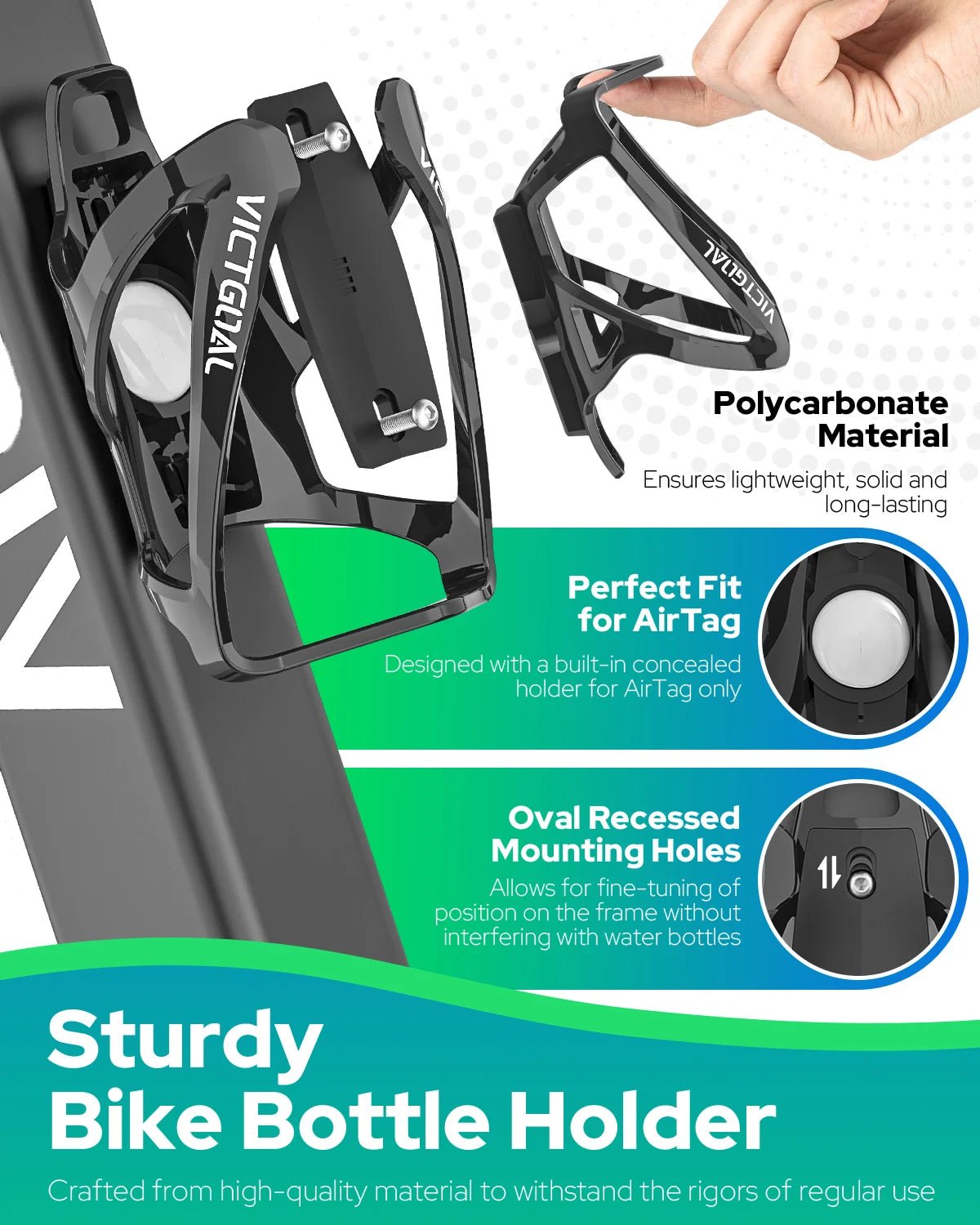 VICTGOAL Bicycle Water Bottle Holder With Hidden AirTag Mount Anti-Theft