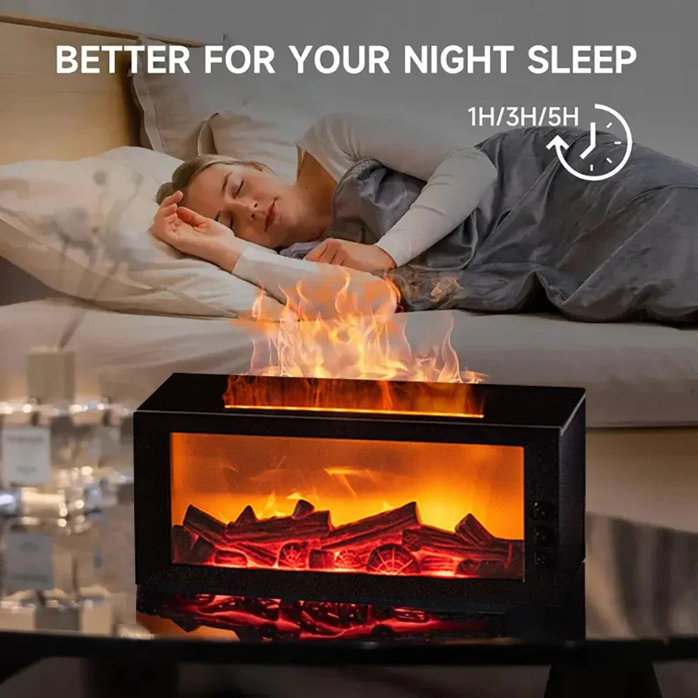 300ml Flame Effect Humidifier & Aroma Diffuser, with Remote & Timer, Auto Shut Off, Realistic Fireplace for Home Decor