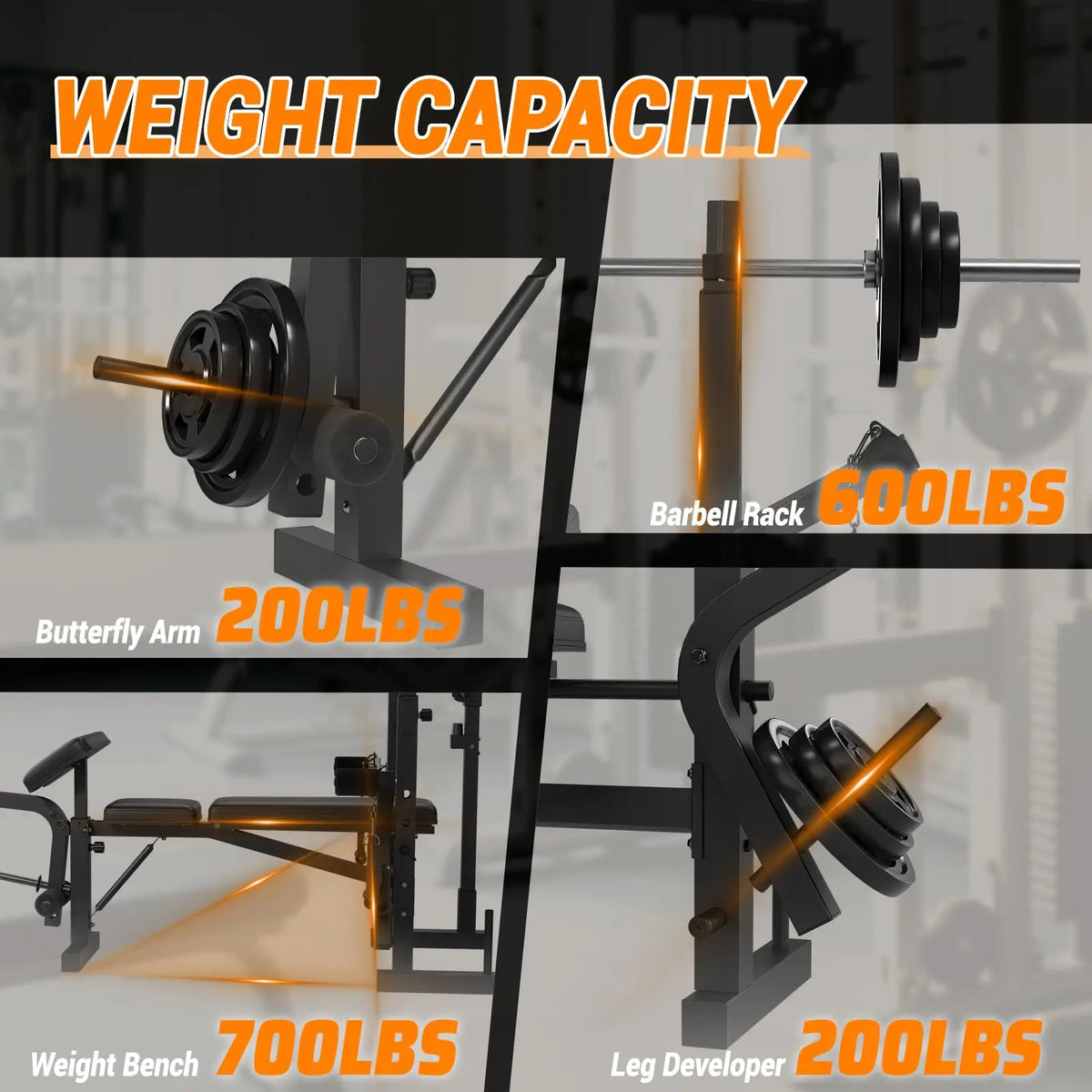 Foldable Adjustable Weight Bench With Leg Extension And Preacher Curl