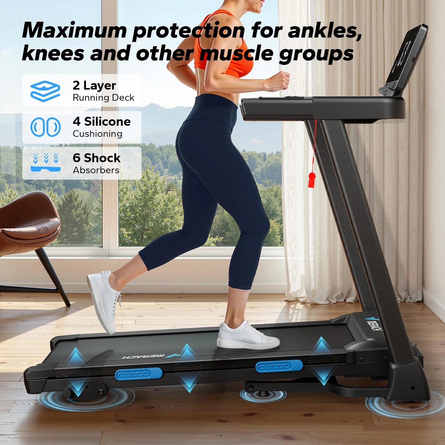 Merach Foldable Treadmill T12 Incline Quiet Cardio