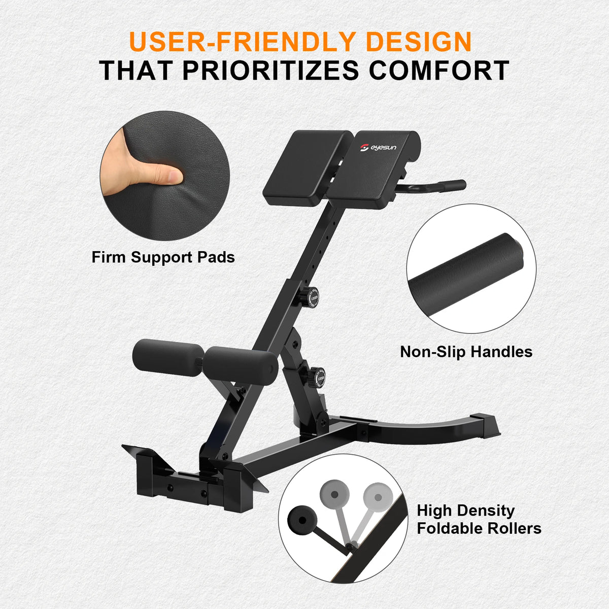 Foldable Roman Chair Back Extension Machine for Core Glute Workouts