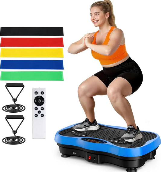 Whole‑Body Vibration Plate Exercise Machine, Multi‑Speed Vibration Fitness Platform With Bluetooth Speaker, Remote Control, Resistance Bands & Loop Bands for Full‑Body Home Workout Training