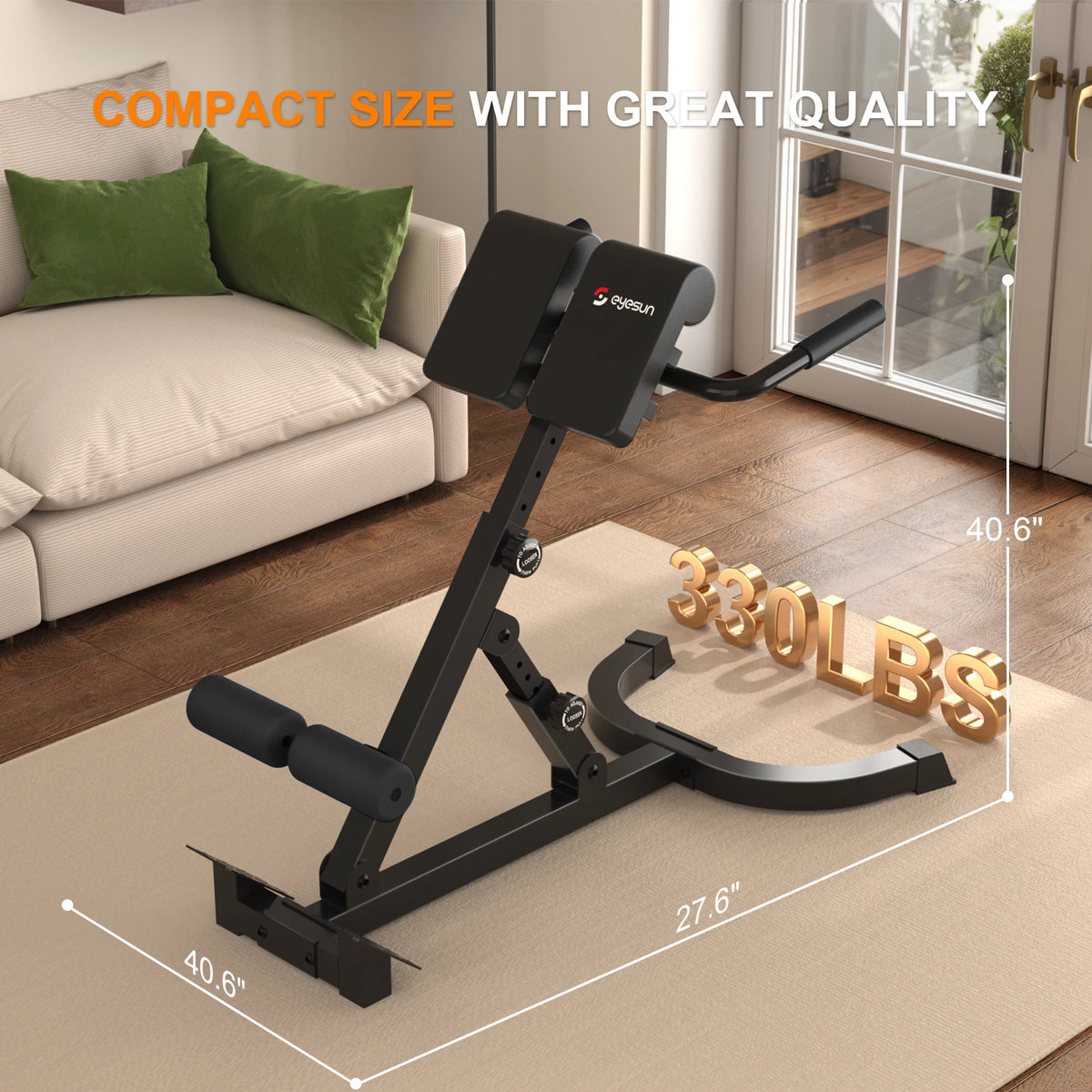 Foldable Roman Chair Back Extension Machine for Core Glute Workouts