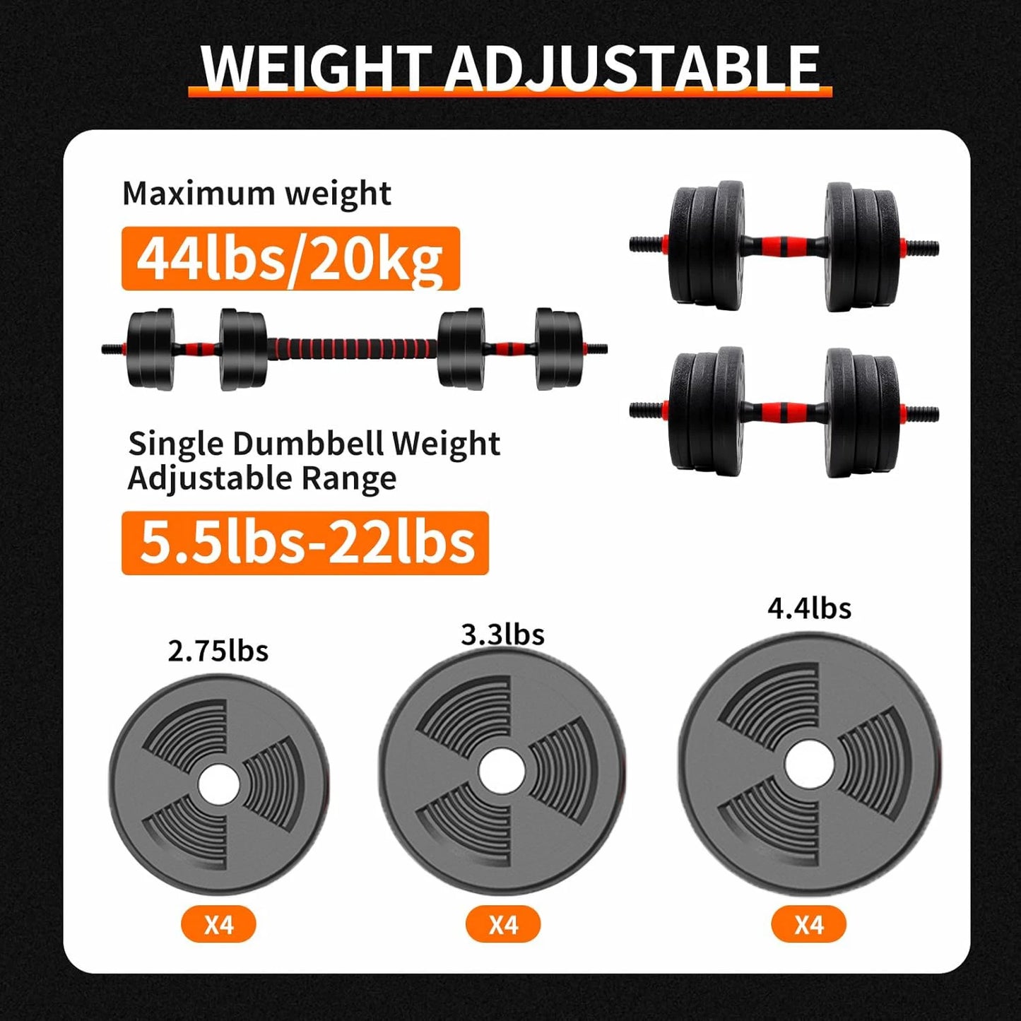 Adjustable Dumbbell to Barbell Set for Home Gym Strength
