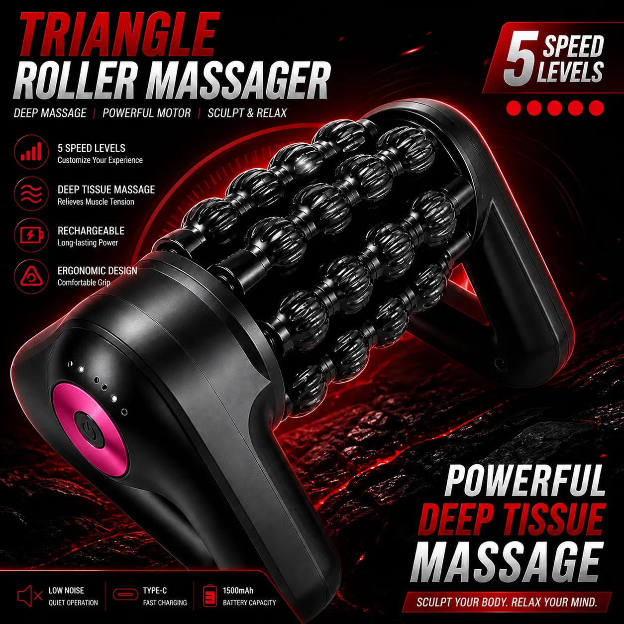 Triangle Roller Massage Roller For Shoulders Back Deep Tissue Relief