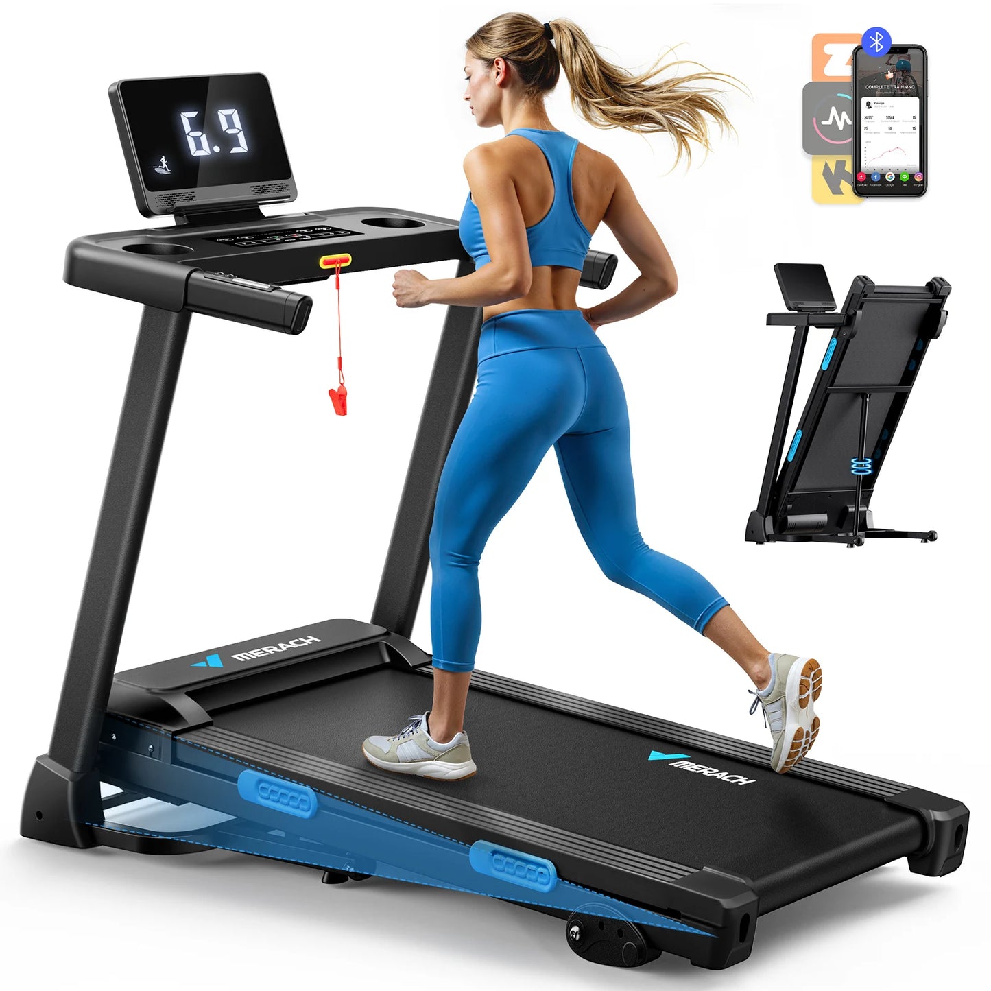 Merach Foldable Treadmill T12 Incline Quiet Cardio