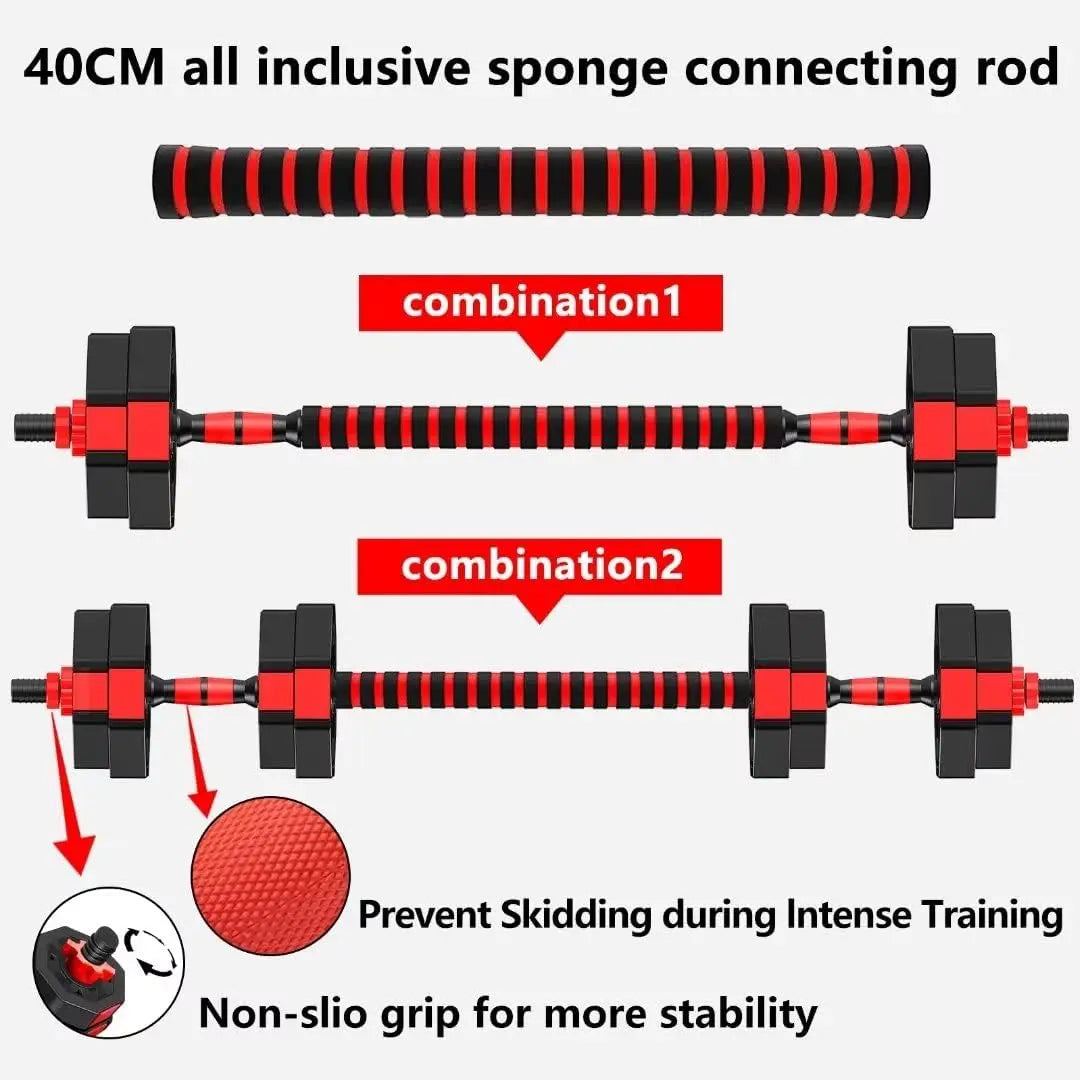 Adjustable Dumbbell Set Convertible Barbell Strength Training Home Gym