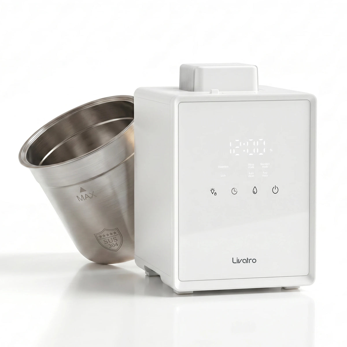 Livatro 3L Warm Mist Humidifier with 304 Stainless Steel Tank, 12H Timer, Sleep Mode & Auto Clean for Bedroom