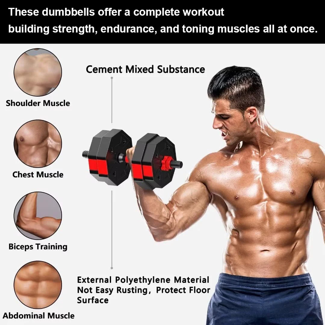 Adjustable Dumbbell To Barbell Fitness Set 44lb 3 In 1 Home Gym