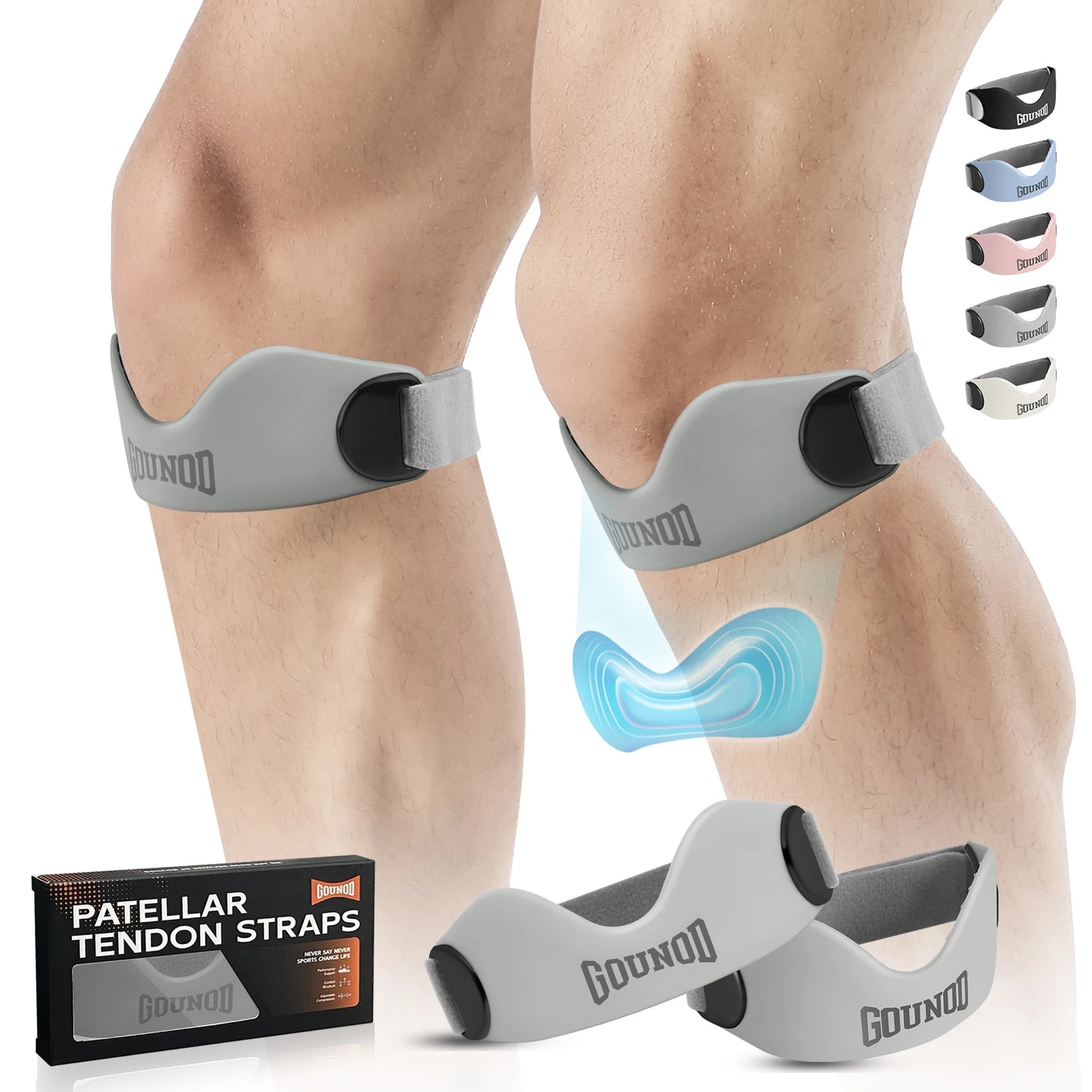 GOUNOD Silicone Patellar Tendon Support Strap Non-Slip for Knee Pain