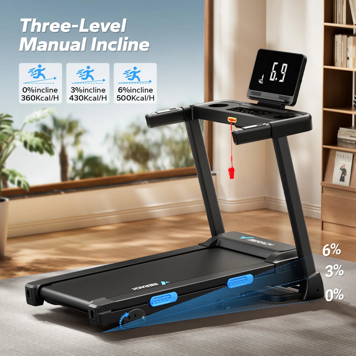 Merach Foldable Treadmill T12 Incline Quiet Cardio