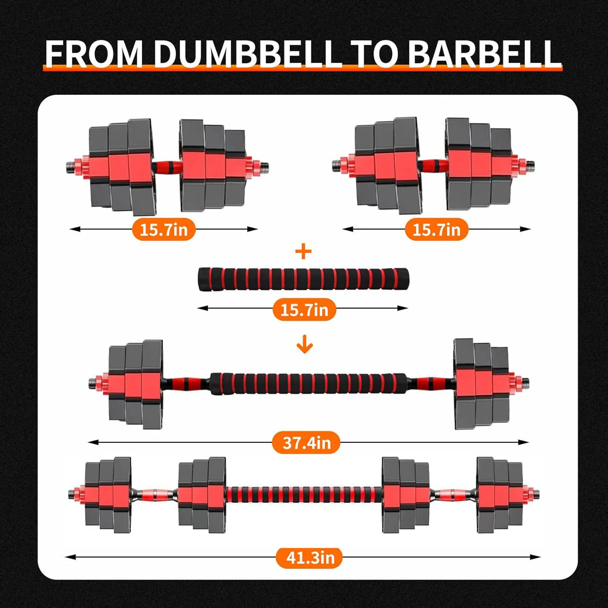 Adjustable Dumbbell Set Convertible Barbell Strength Training Home Gym