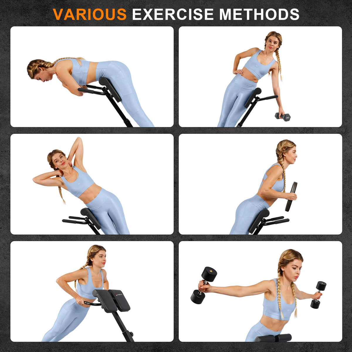 Foldable Roman Chair Back Extension Machine for Core Glute Workouts