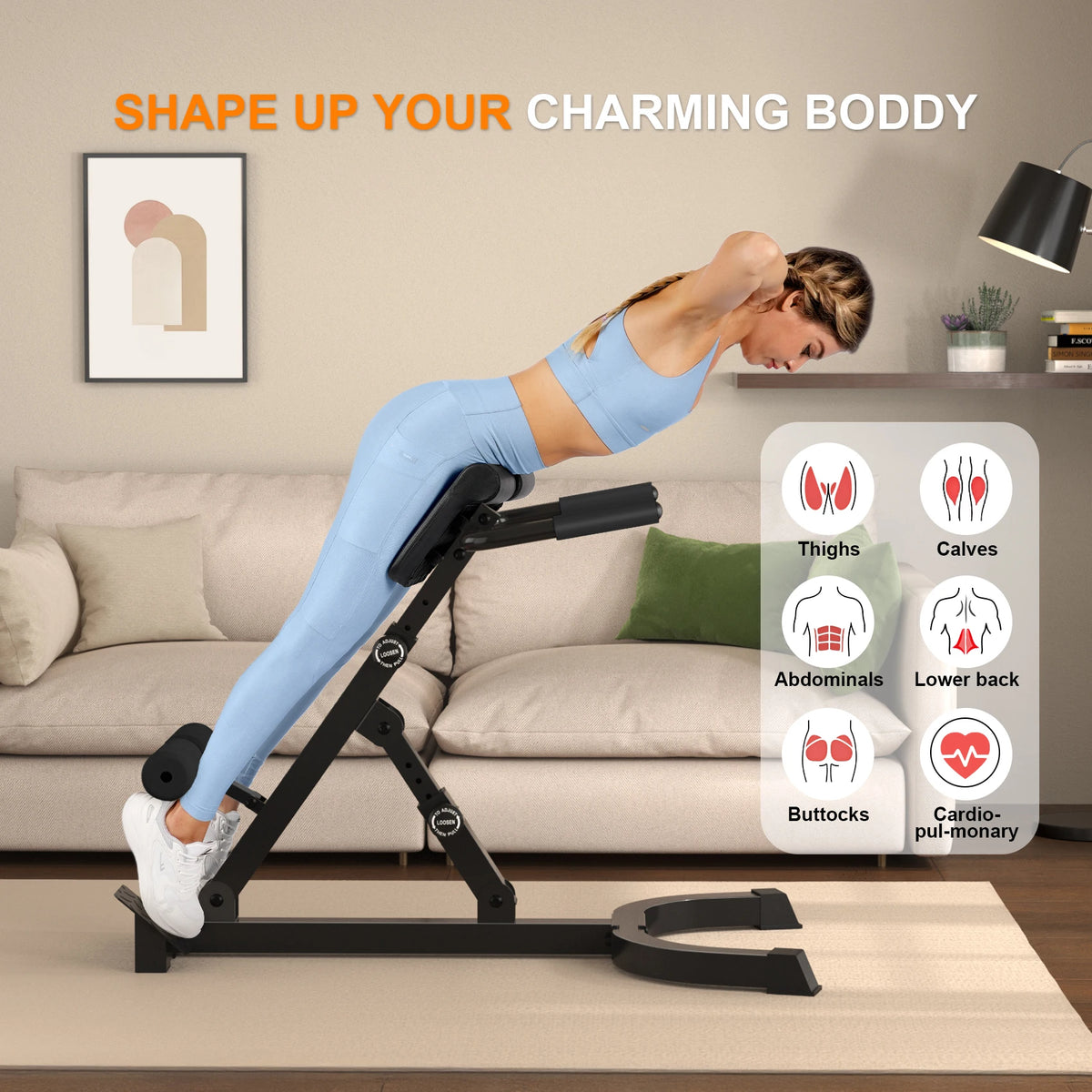 Foldable Roman Chair Back Extension Machine for Core Glute Workouts