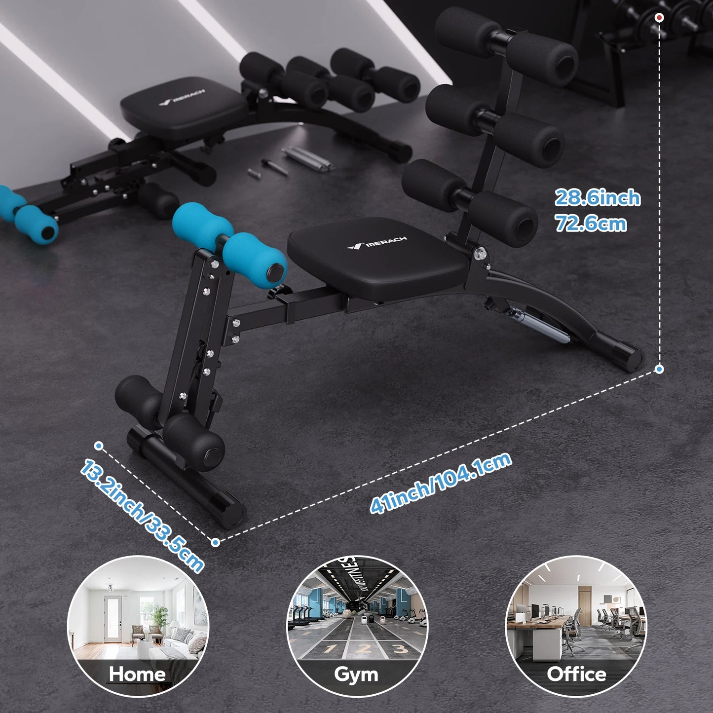 MERACH Ab Machine Multi-Functional Adjustable Ab Trainer Bench Home Gym