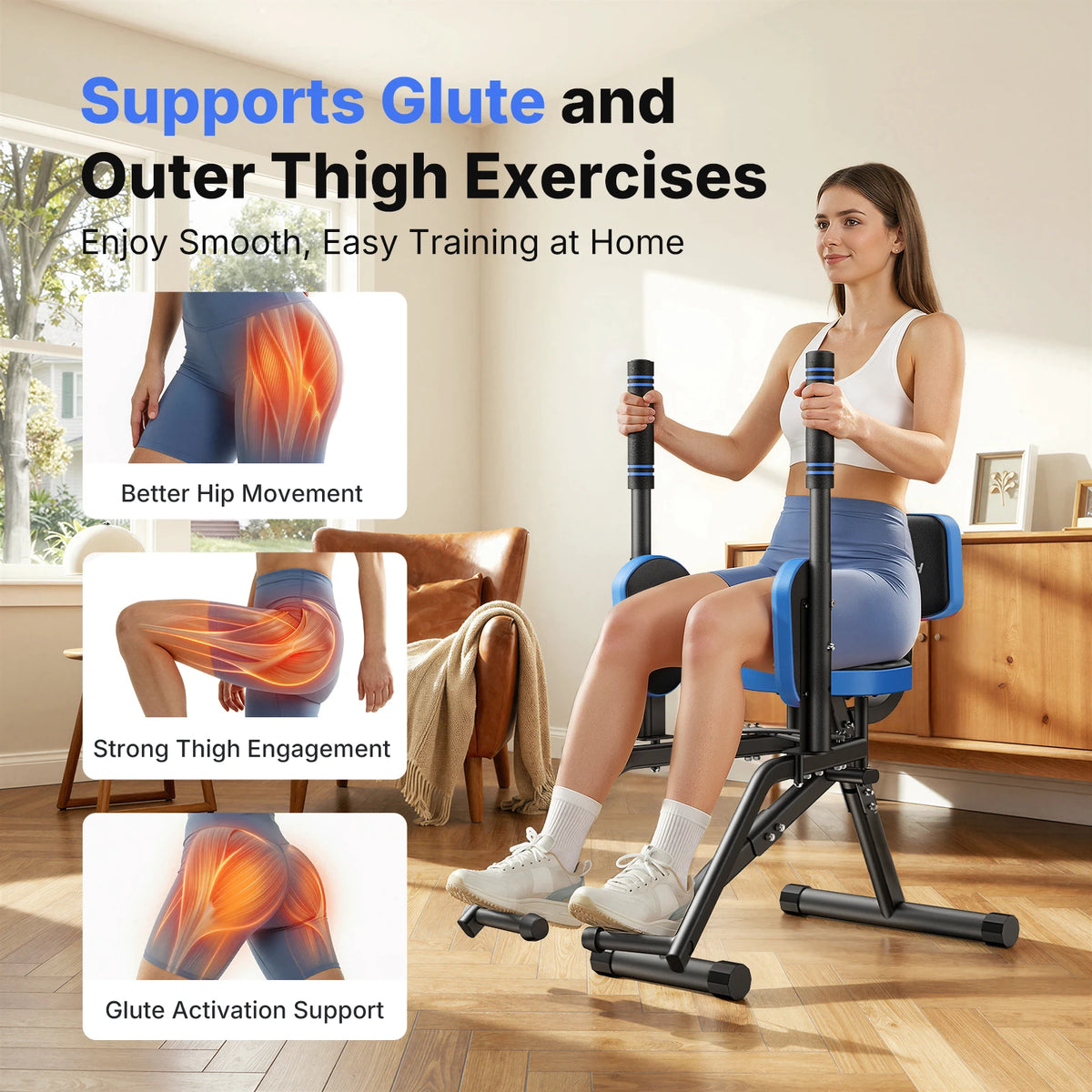 MERACH Hip Abductor Machine Adjustable Glute And Thigh Trainer