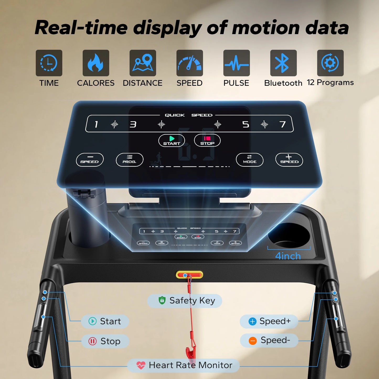 Merach Foldable Treadmill T12 Incline Quiet Cardio