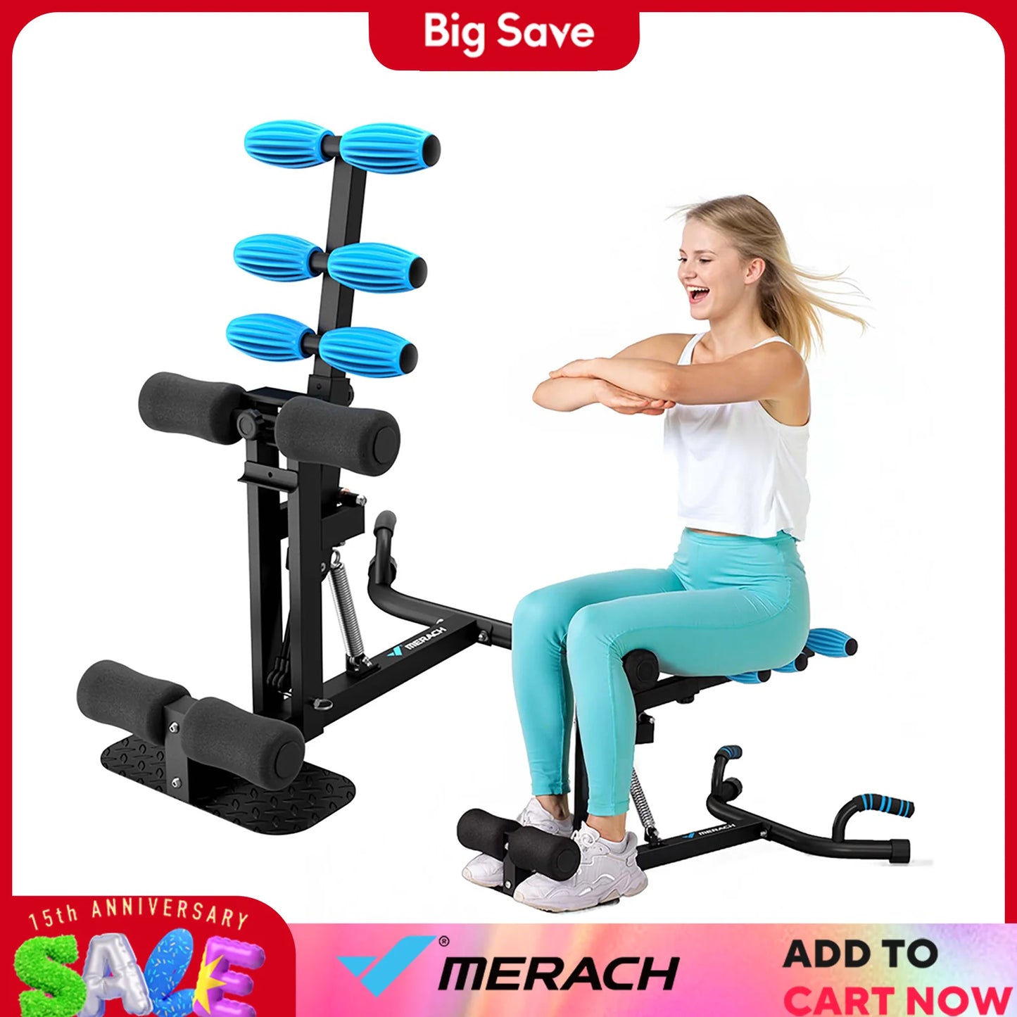 MERACH Deep Squat Machine Adjustable Glutes Trainer Core Workout