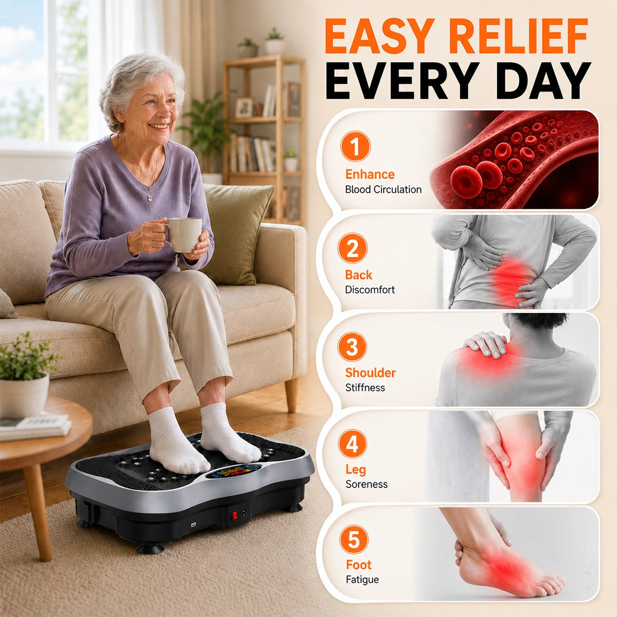Whole‑Body Vibration Plate Exercise Machine, Multi‑Speed Vibration Fitness Platform With Bluetooth Speaker, Remote Control, Resistance Bands & Loop Bands for Full‑Body Home Workout Training