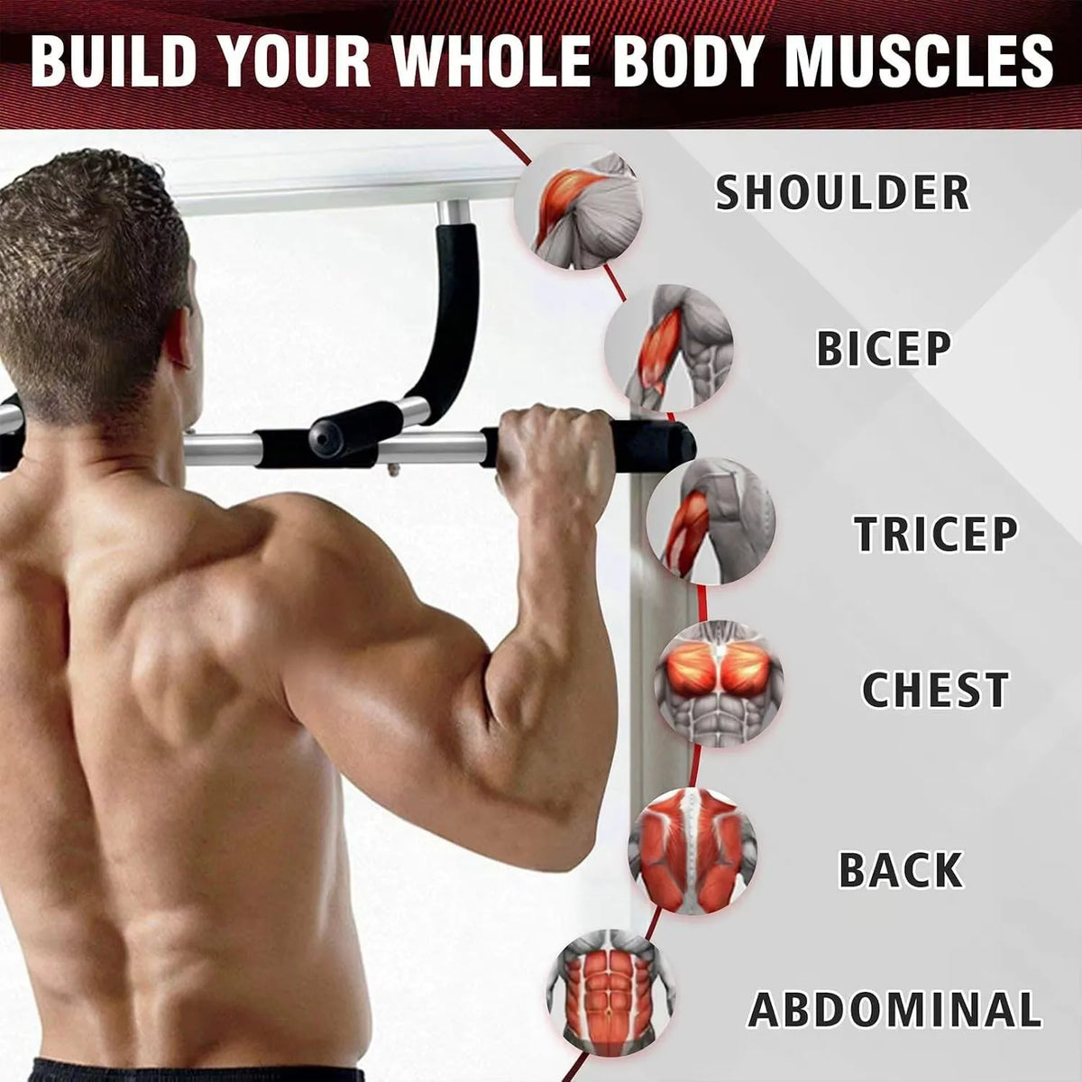 DIAMRI Adjustable Doorway Pull Up Bar For Home Strength Training