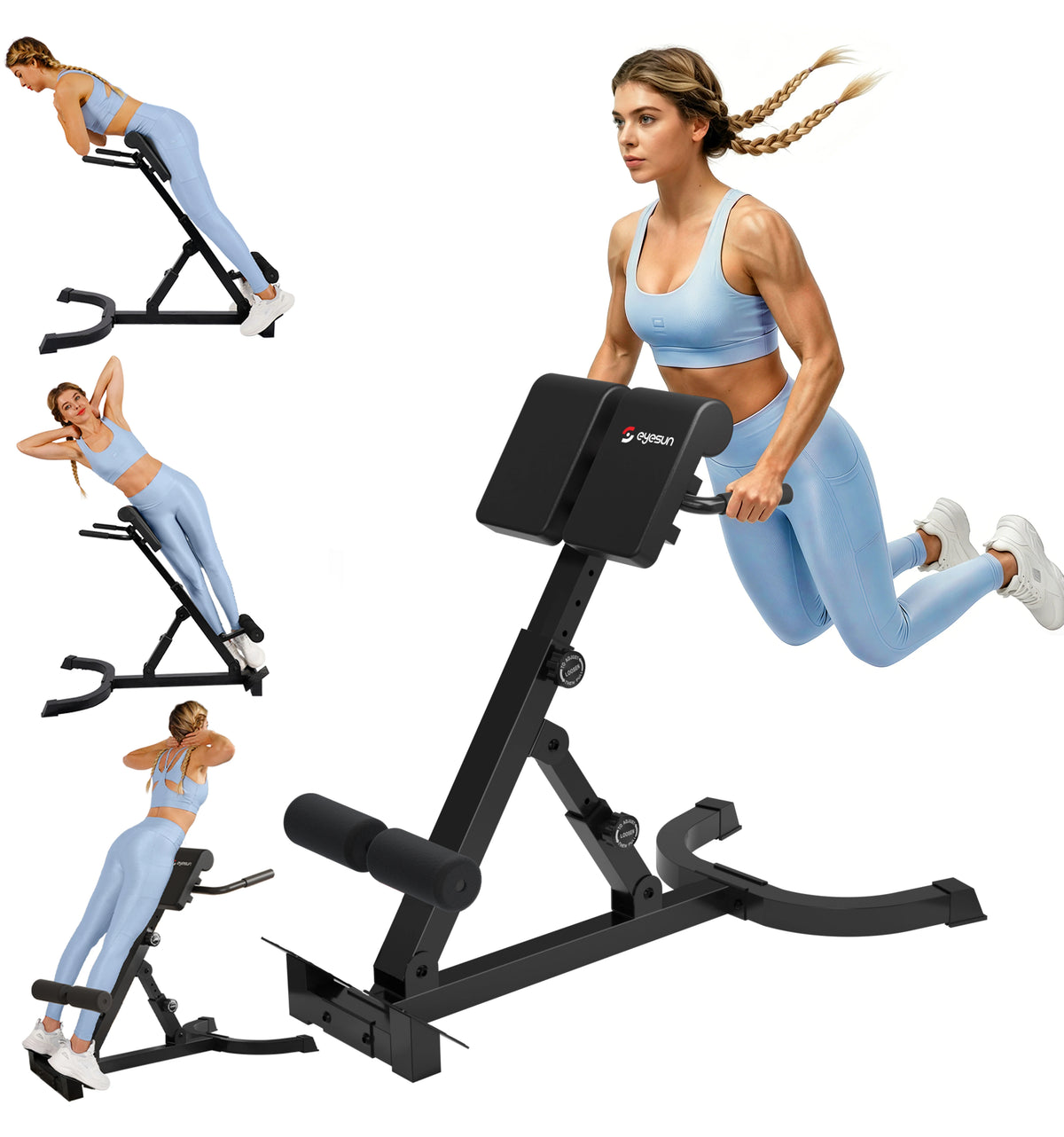 Foldable Roman Chair Back Extension Machine for Core Glute Workouts