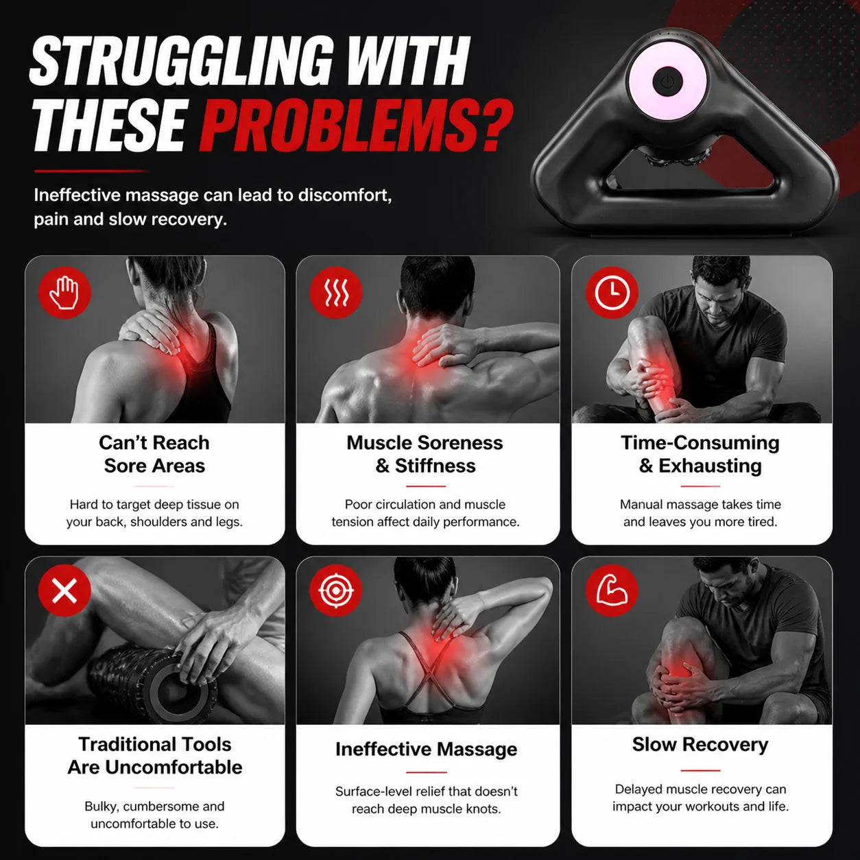 Triangle Roller Massage Roller For Shoulders Back Deep Tissue Relief