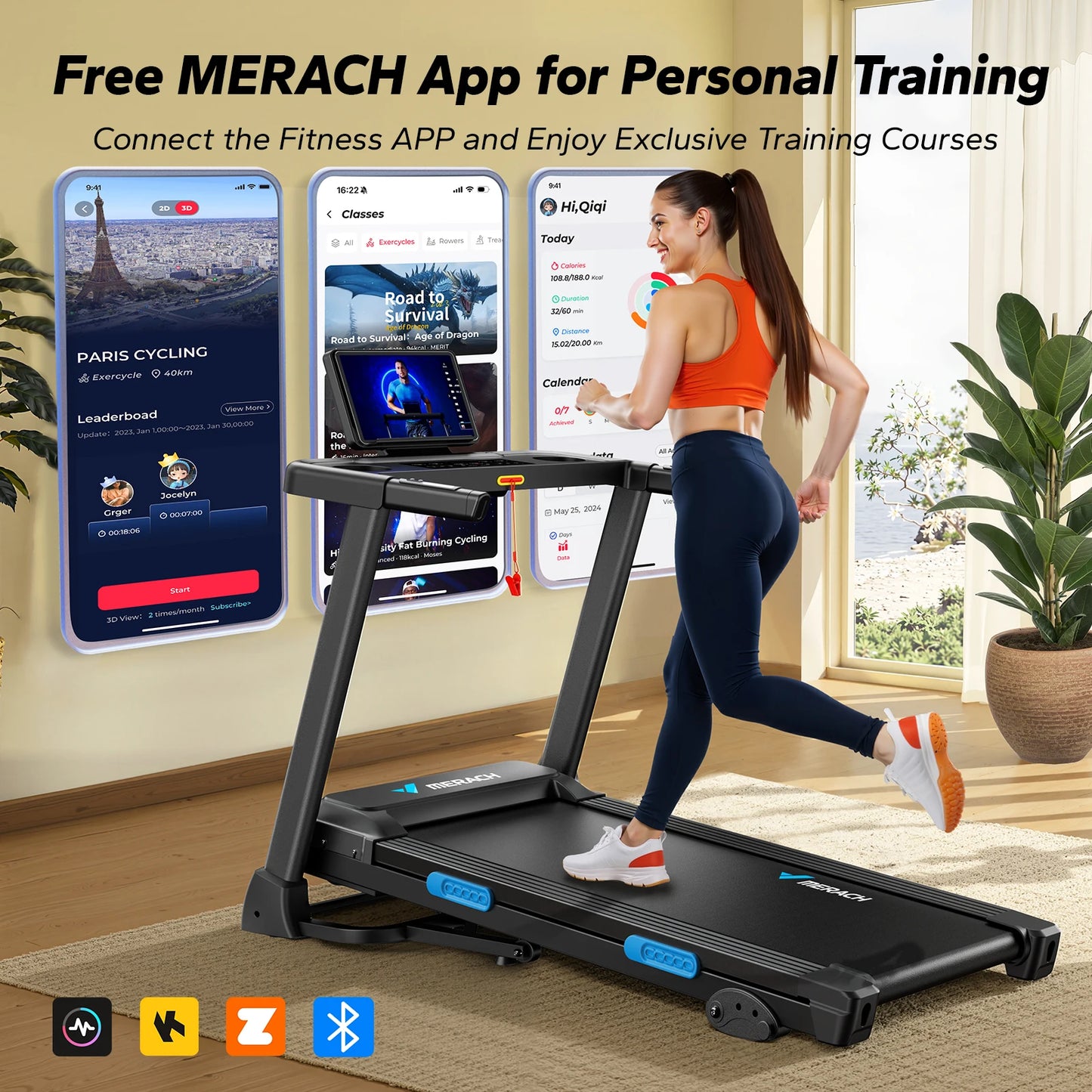 Merach Foldable Treadmill T12 Incline Quiet Cardio