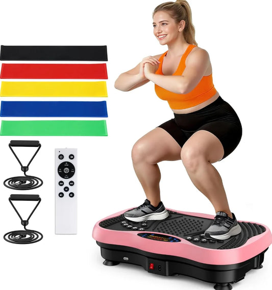 Whole‑Body Vibration Plate Exercise Machine, Multi‑Speed Vibration Fitness Platform With Bluetooth Speaker, Remote Control, Resistance Bands & Loop Bands for Full‑Body Home Workout Training
