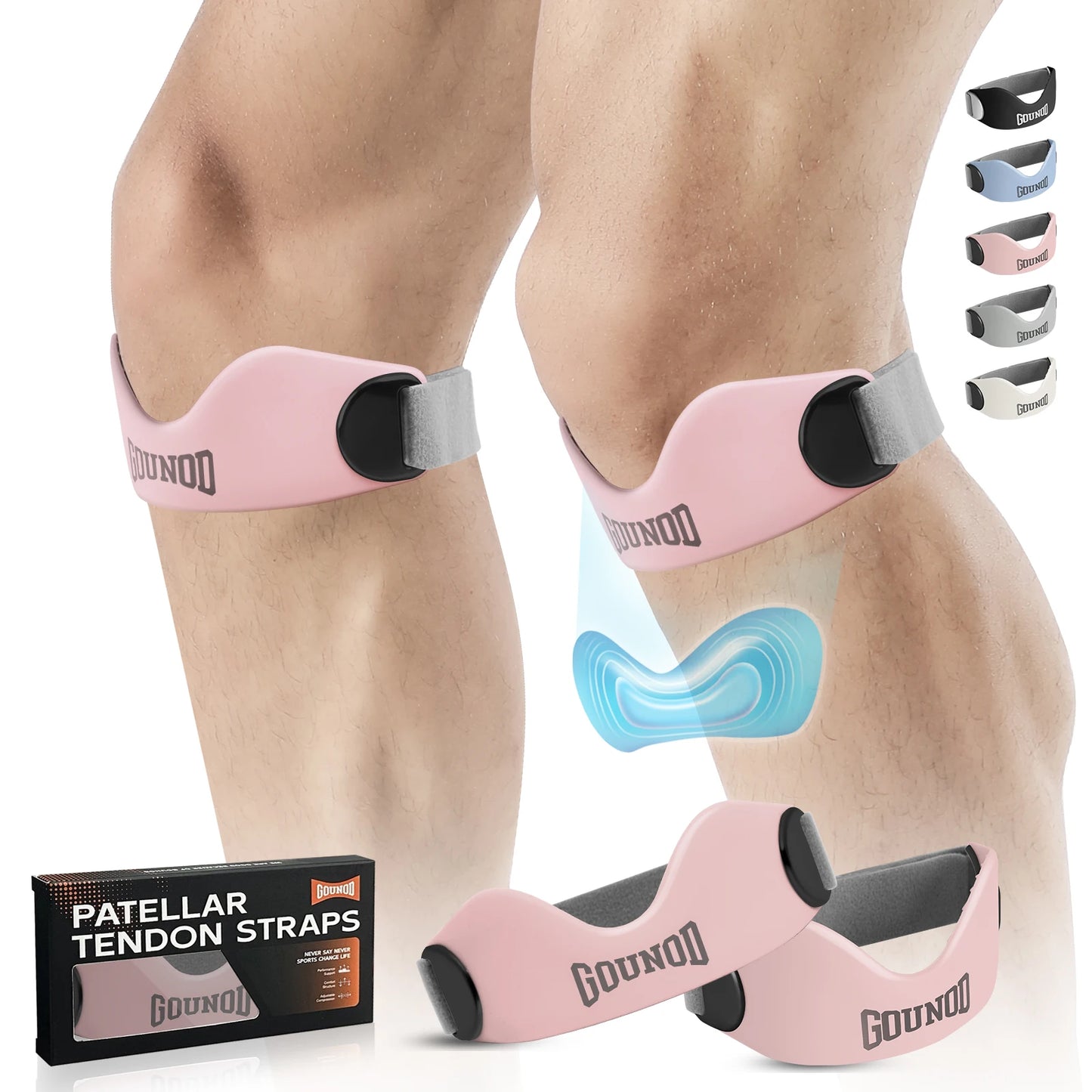GOUNOD Silicone Knee Patellar Tendon Support Strap For Pain Relief