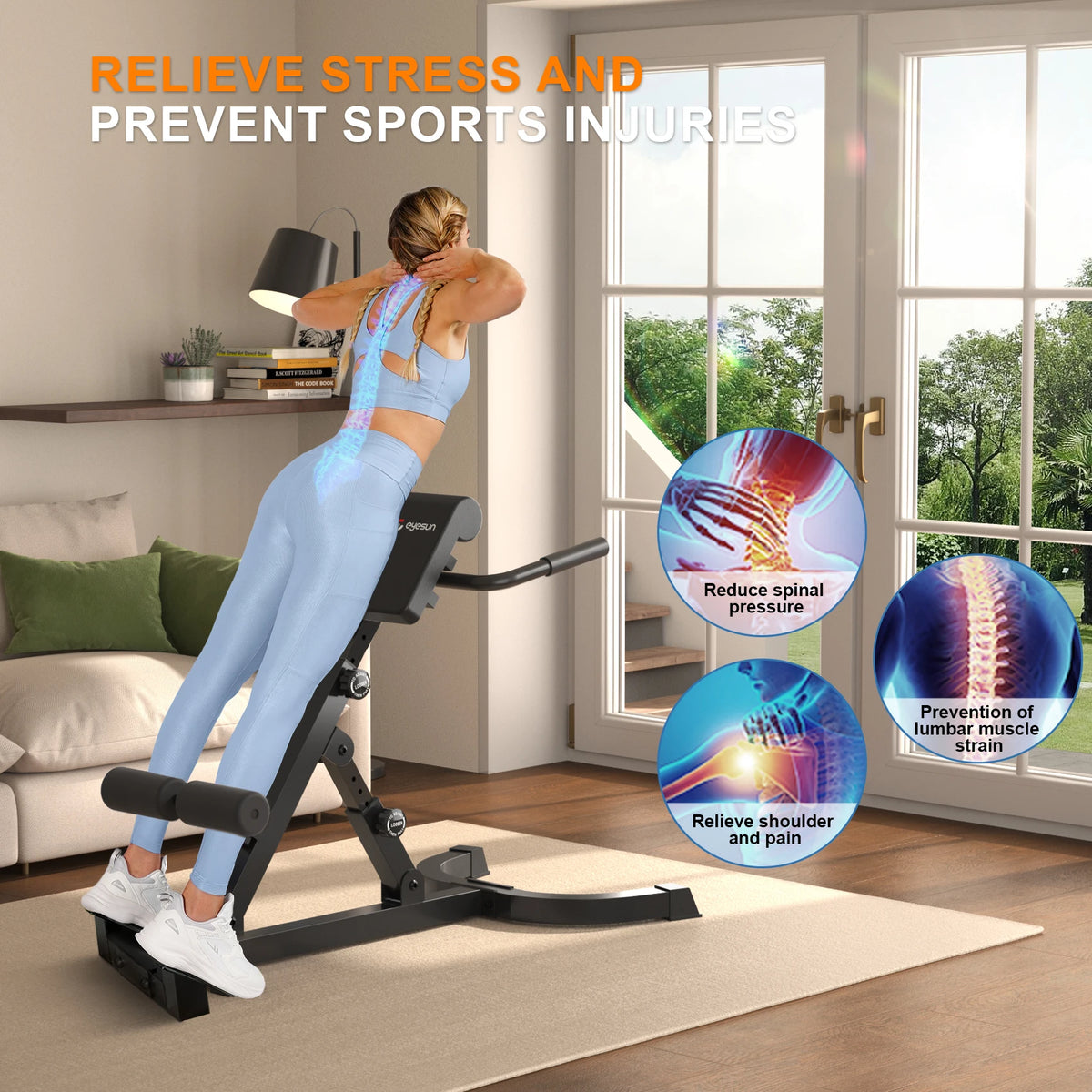 Foldable Roman Chair Back Extension Machine for Core Glute Workouts