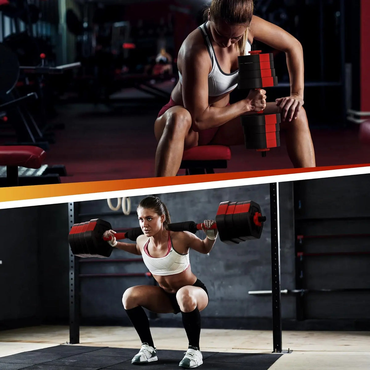 Adjustable Dumbbell Set Convertible Barbell Strength Training Home Gym