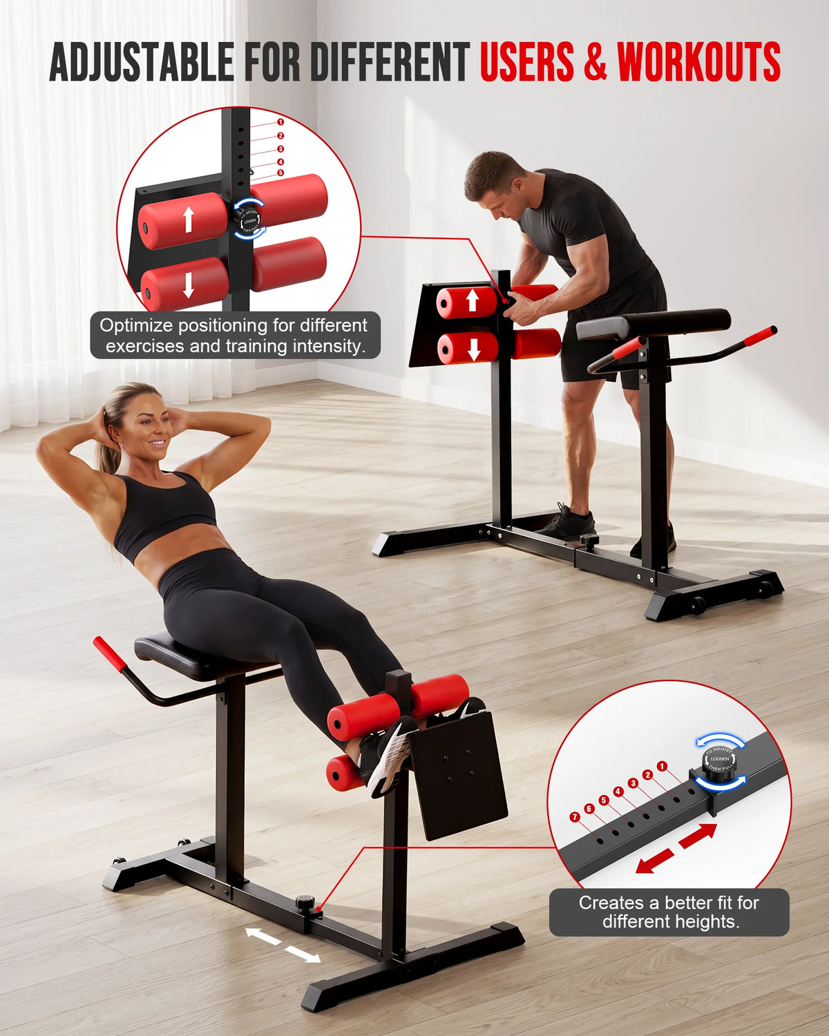 EYESUN Roman Chair Hyperextension Bench For Home Gym Strength Training