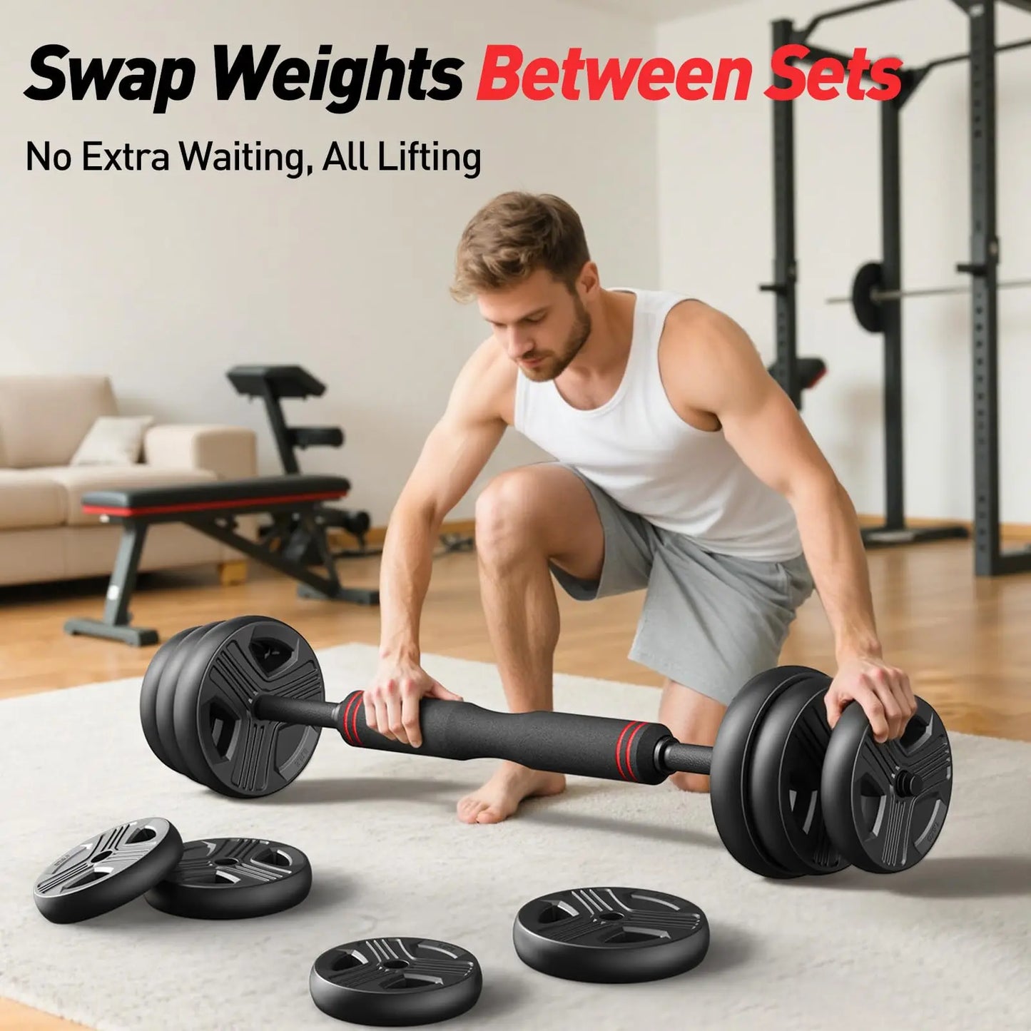 FED Fitness Adjustable 5 In 1 Dumbbell Barbell Stand