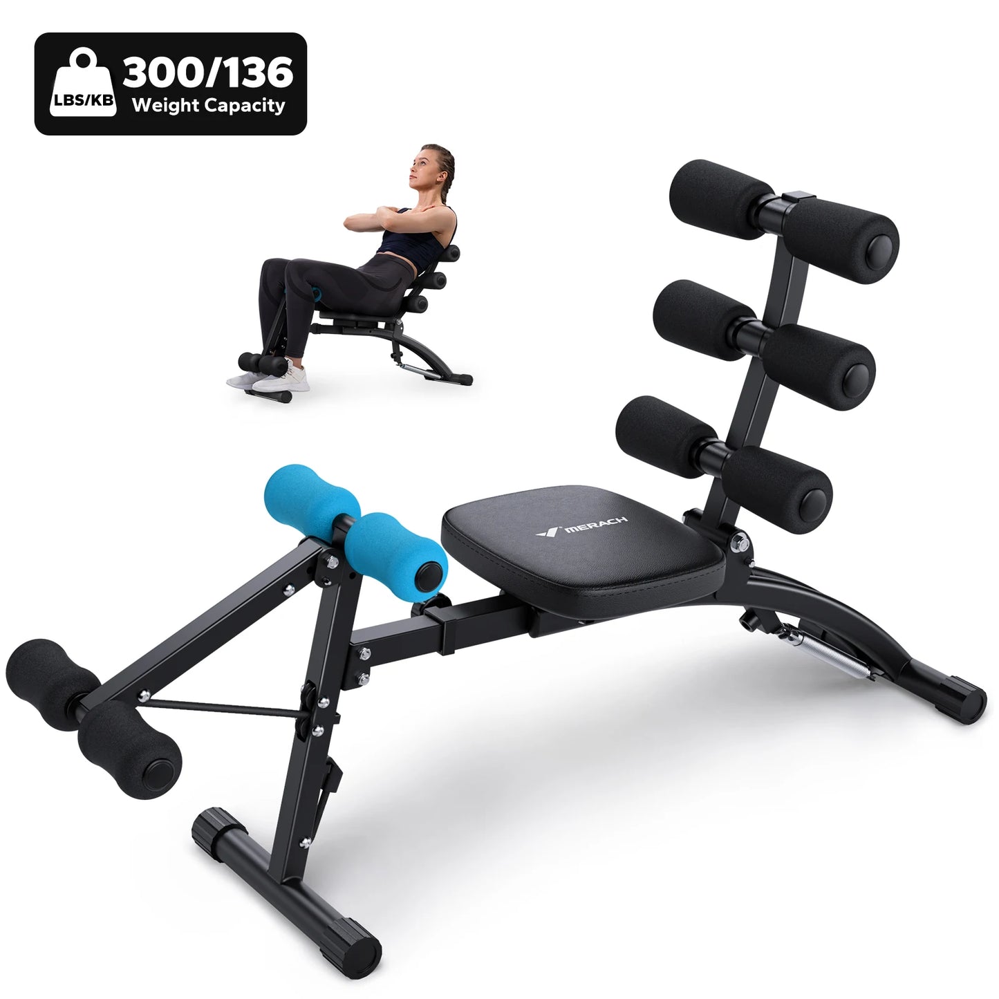 MERACH Ab Machine Multi-Functional Adjustable Ab Trainer Bench Home Gym