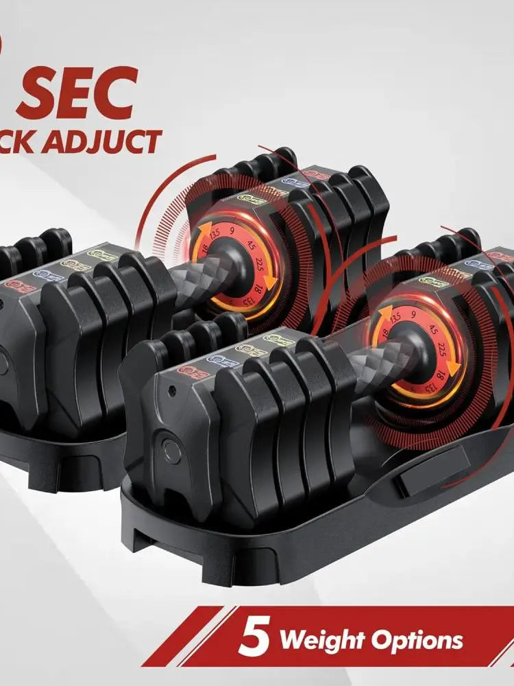 Five-In-One Adjustable Dumbbell Set Compact Home Gym