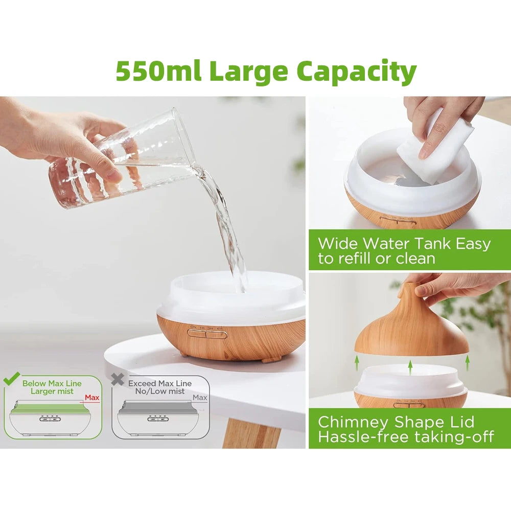 Oeny Ultrasonic Aromatherapy Diffuser With 6 Essential Oils Set